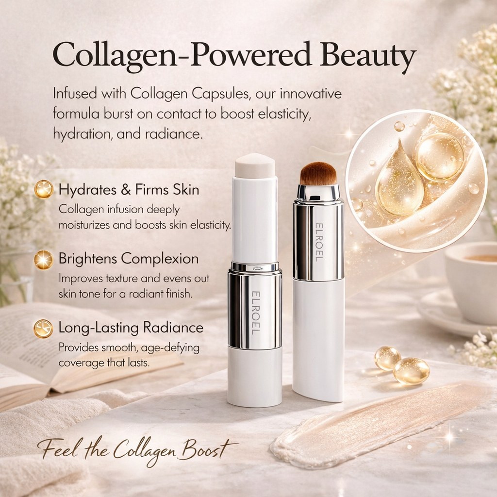 ELROEL Blanc V-Stick: 2-in-1 Color-Changing & Collagen Glow Foundation