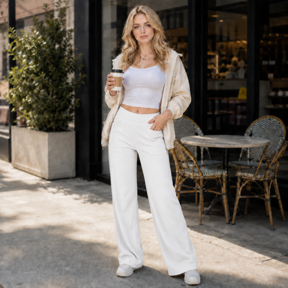 Luminouswand Women's High-Waisted Wide Leg Yoga Pants with Pockets - Full Length Athleisure