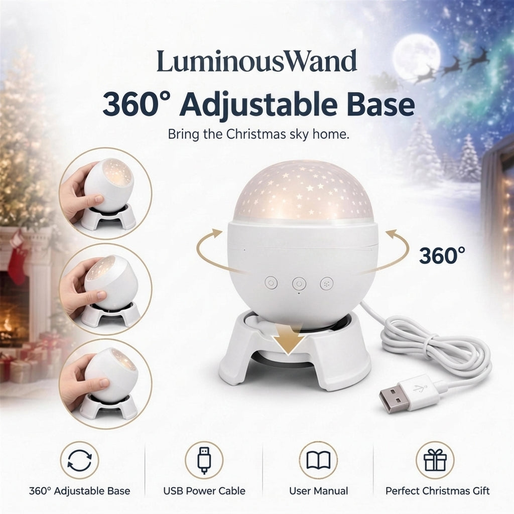 LuminousWand Christmas Ceiling Projector infographic