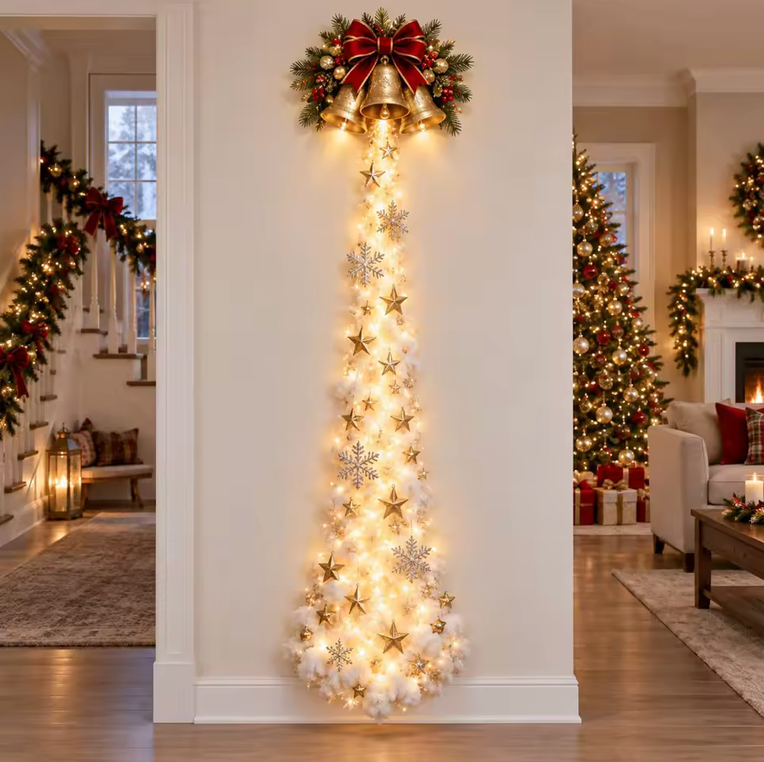 Cascading Christmas wall light - Bells & Garland design