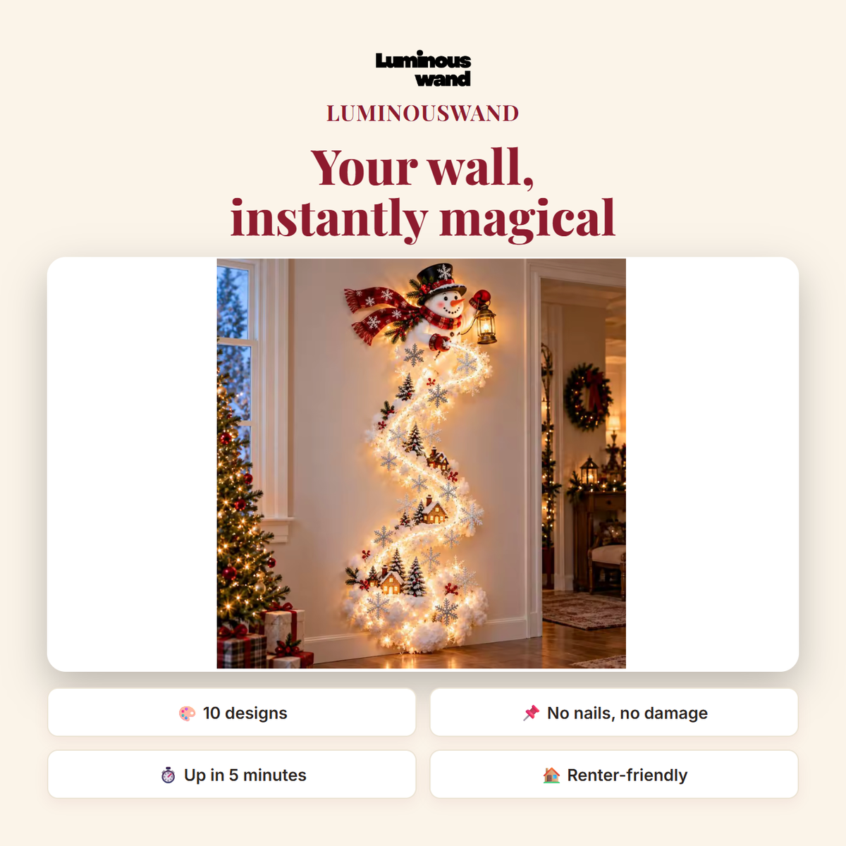 Cascading Christmas wall light infographic