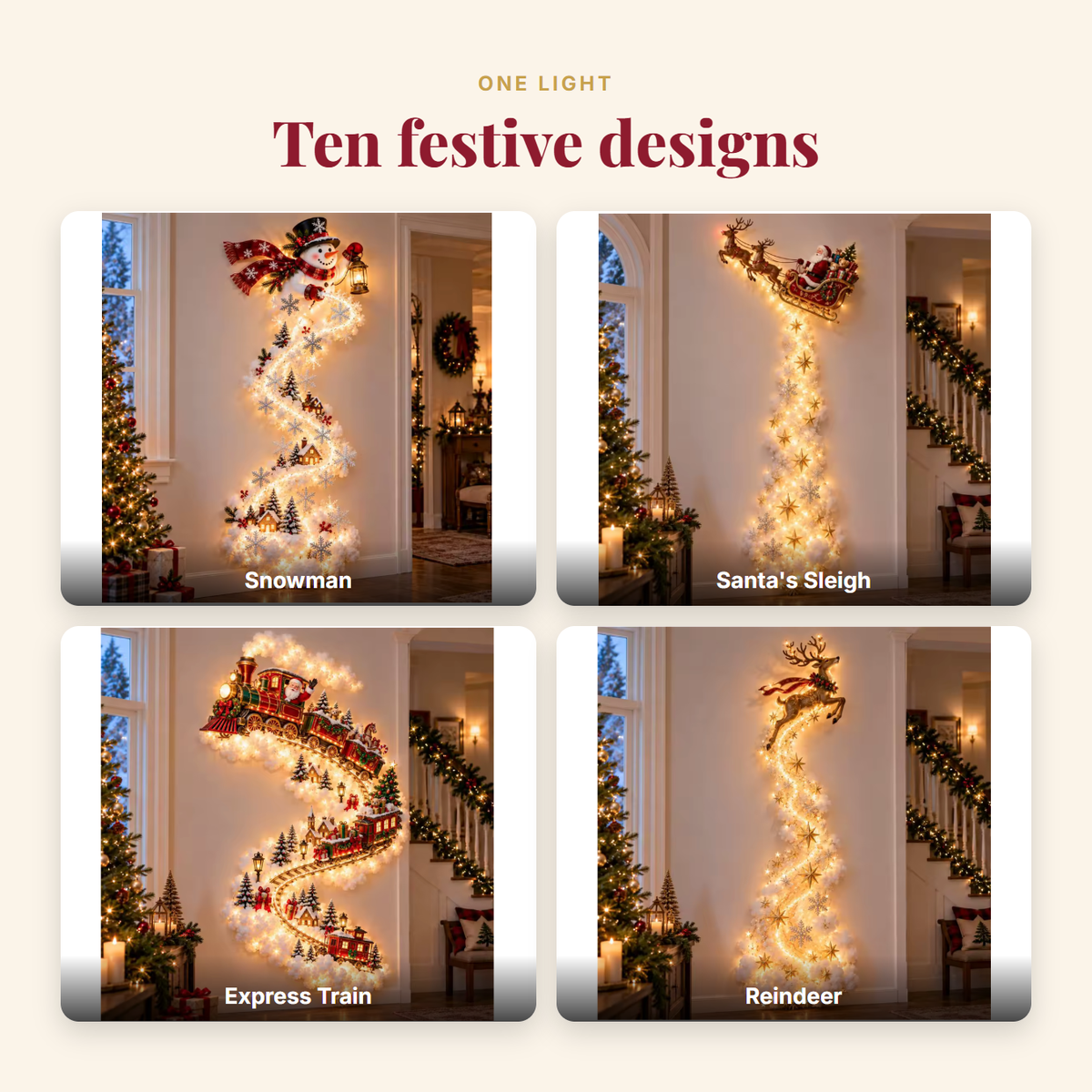 Cascading Christmas wall light infographic