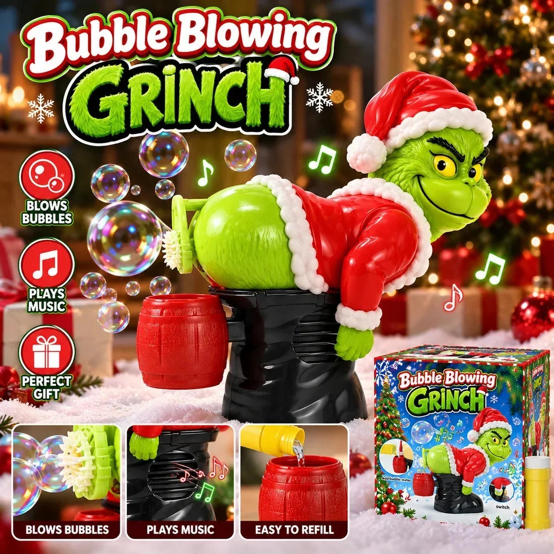 Farting Christmas Grump – Musical Bubble Blower