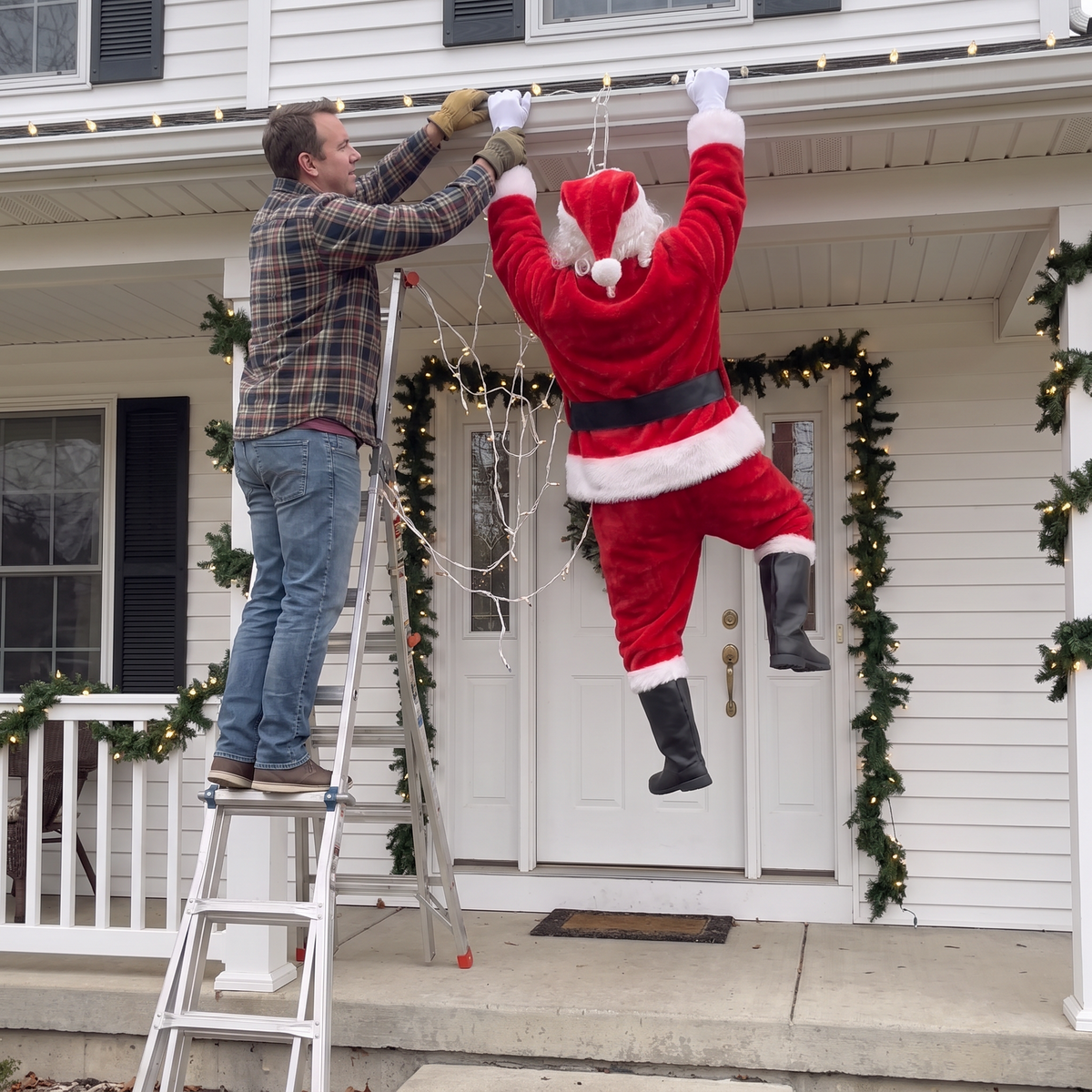 Climbing Santa outdoor decoration