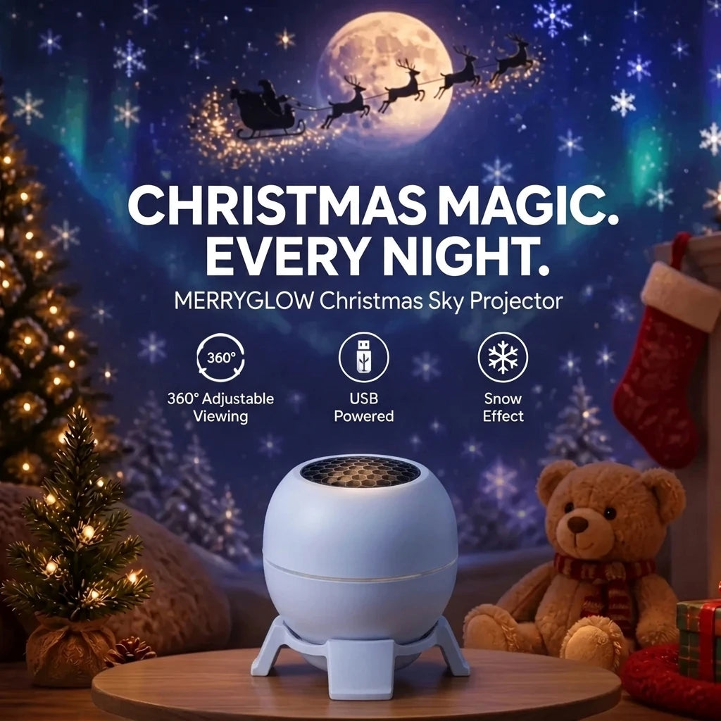Christmas sky projector lighting a bedroom