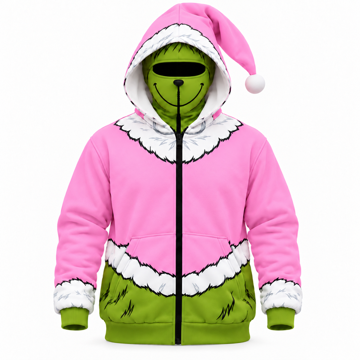 Green monster Christmas hoodie pink front