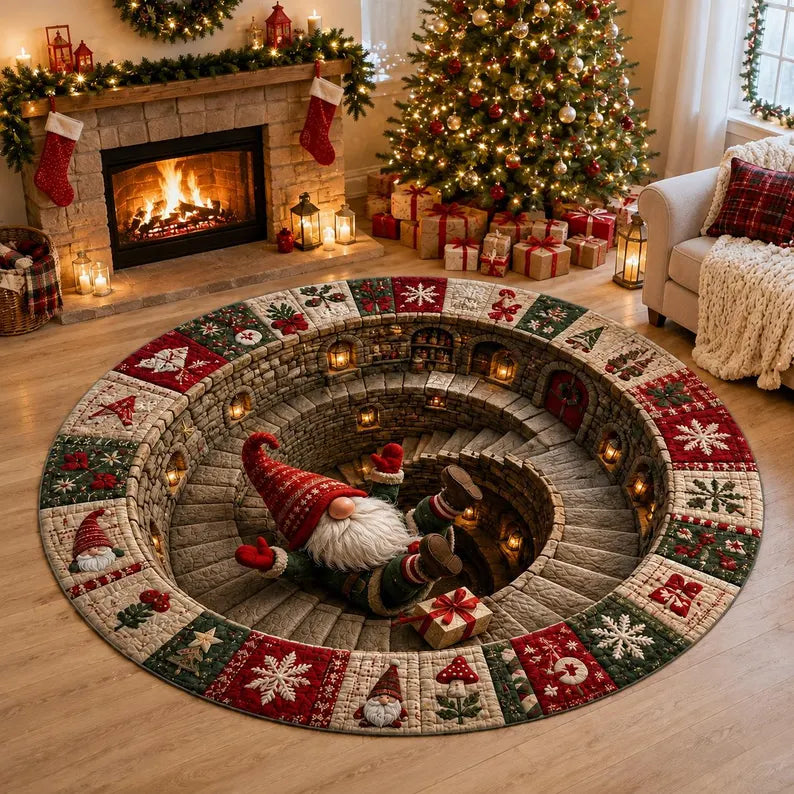 3D Santa Christmas illusion rug - Deep Stair Dwarf