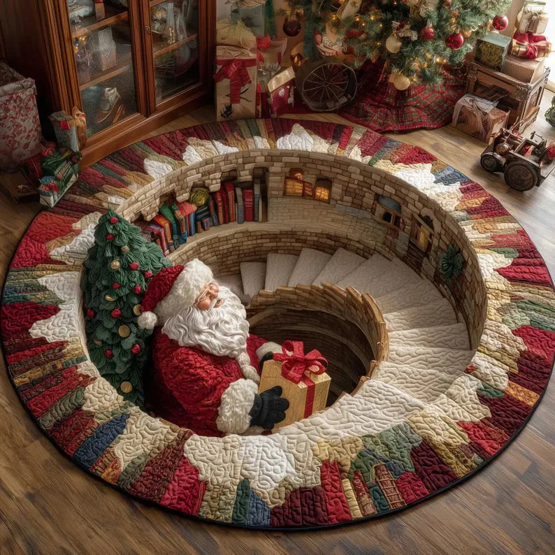3D Santa Christmas illusion rug - Stairwell Santa