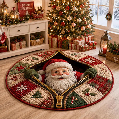 3D Santa Christmas illusion rug - Zipper Santa