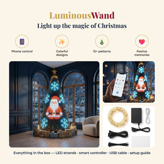 LuminousWand smart animated Christmas tree lights - features overview
